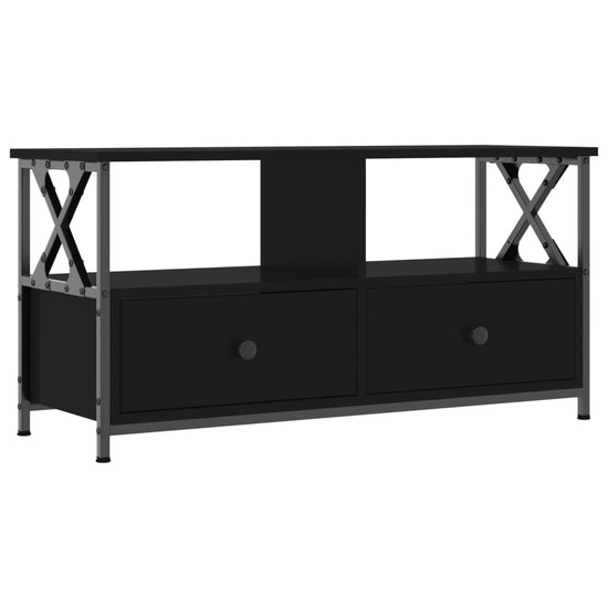 Tv-meubel 90x33x45 cm bewerkt hout en ijzer zwart MeubelReus