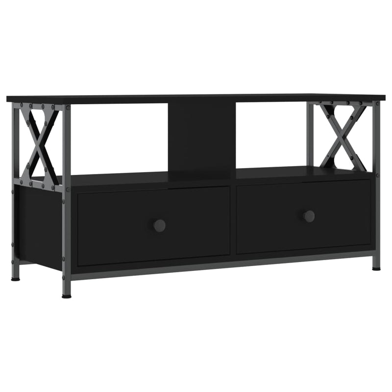 Tv-meubel 90x33x45 cm bewerkt hout en ijzer zwart MeubelReus