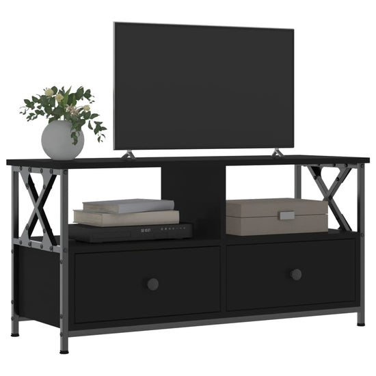 Tv-meubel 90x33x45 cm bewerkt hout en ijzer zwart MeubelReus