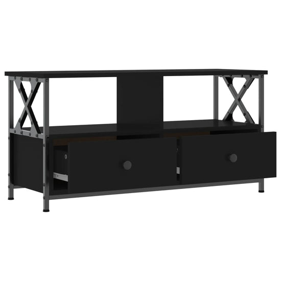 Tv-meubel 90x33x45 cm bewerkt hout en ijzer zwart MeubelReus