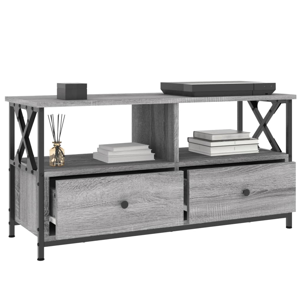 Tv-meubel 90x33x45 cm bewerkt hout grijs sonoma eikenkleurig MeubelReus