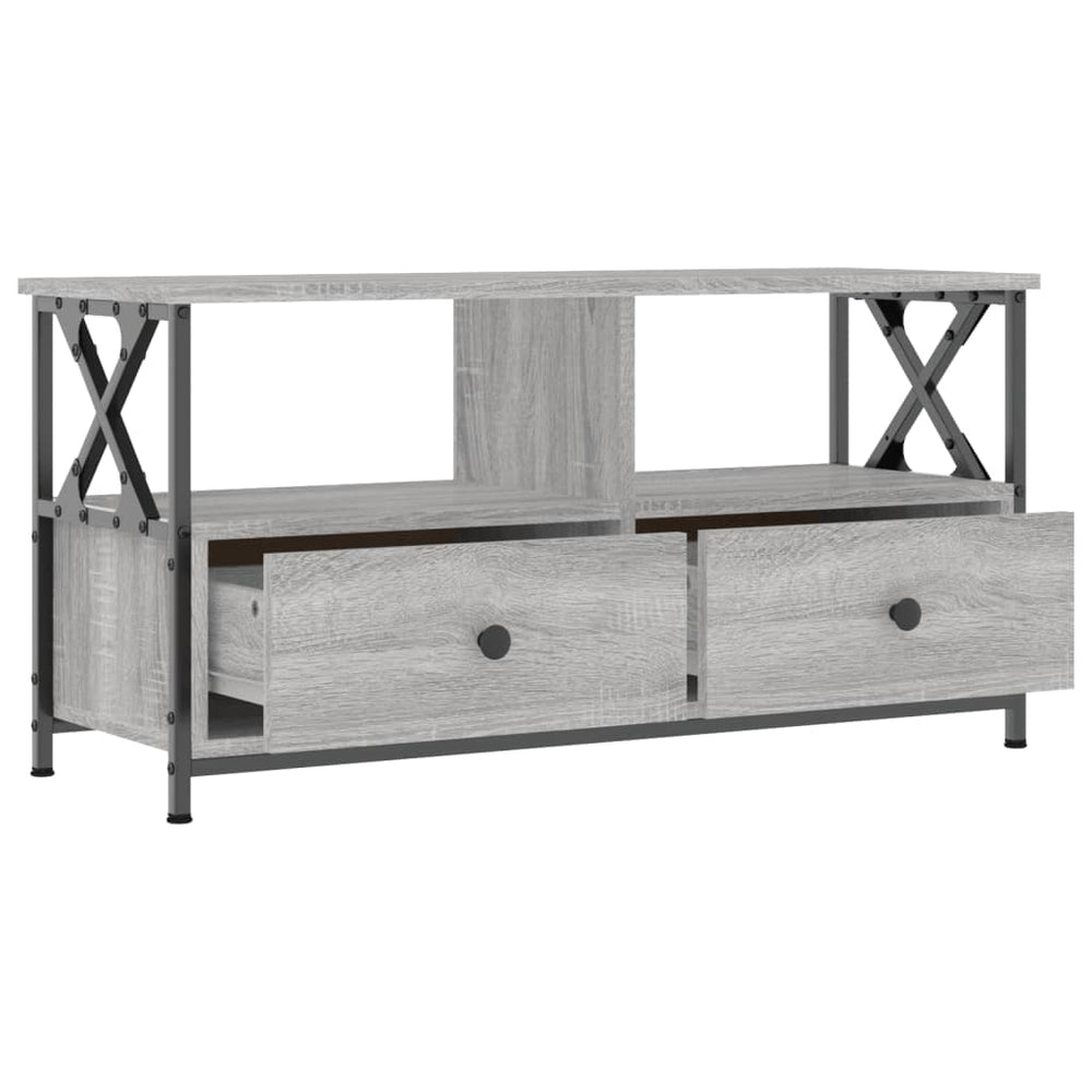 Tv-meubel 90x33x45 cm bewerkt hout grijs sonoma eikenkleurig MeubelReus