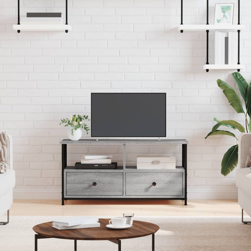 Tv-meubel 90x33x45 cm bewerkt hout grijs sonoma eikenkleurig MeubelReus