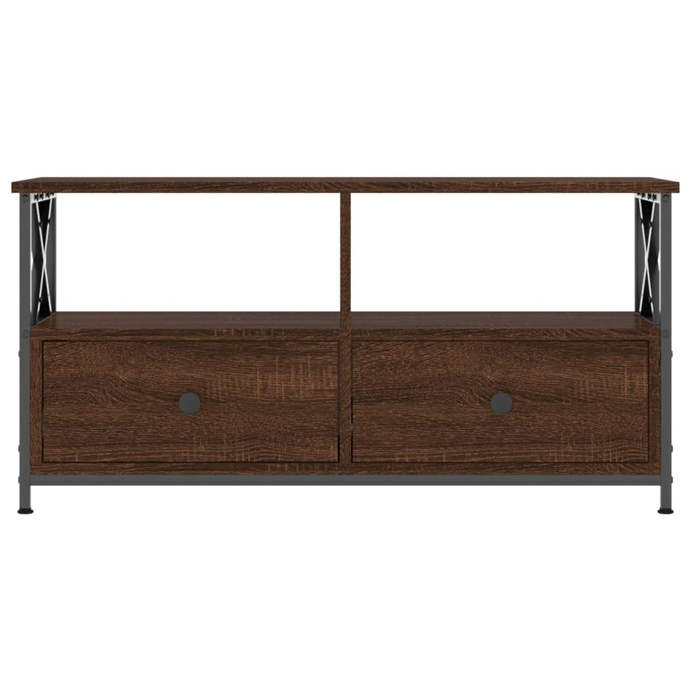 Tv-meubel 90x33x45 cm bewerkt hout en ijzer bruin eikenkleur MeubelReus