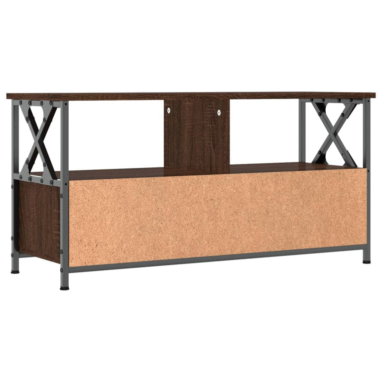 Tv-meubel 90x33x45 cm bewerkt hout en ijzer bruin eikenkleur MeubelReus