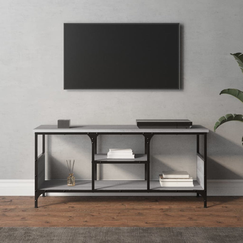 Tv-meubel 100x35x45 cm bewerkt hout en ijzer grijs sonoma eiken MeubelReus