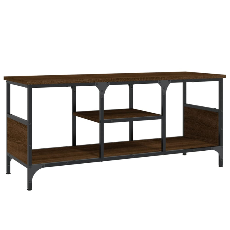 Tv-meubel 100x35x45 cm bewerkt hout en ijzer bruin eikenkleur MeubelReus
