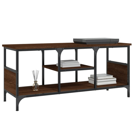 Tv-meubel 100x35x45 cm bewerkt hout en ijzer bruin eikenkleur MeubelReus