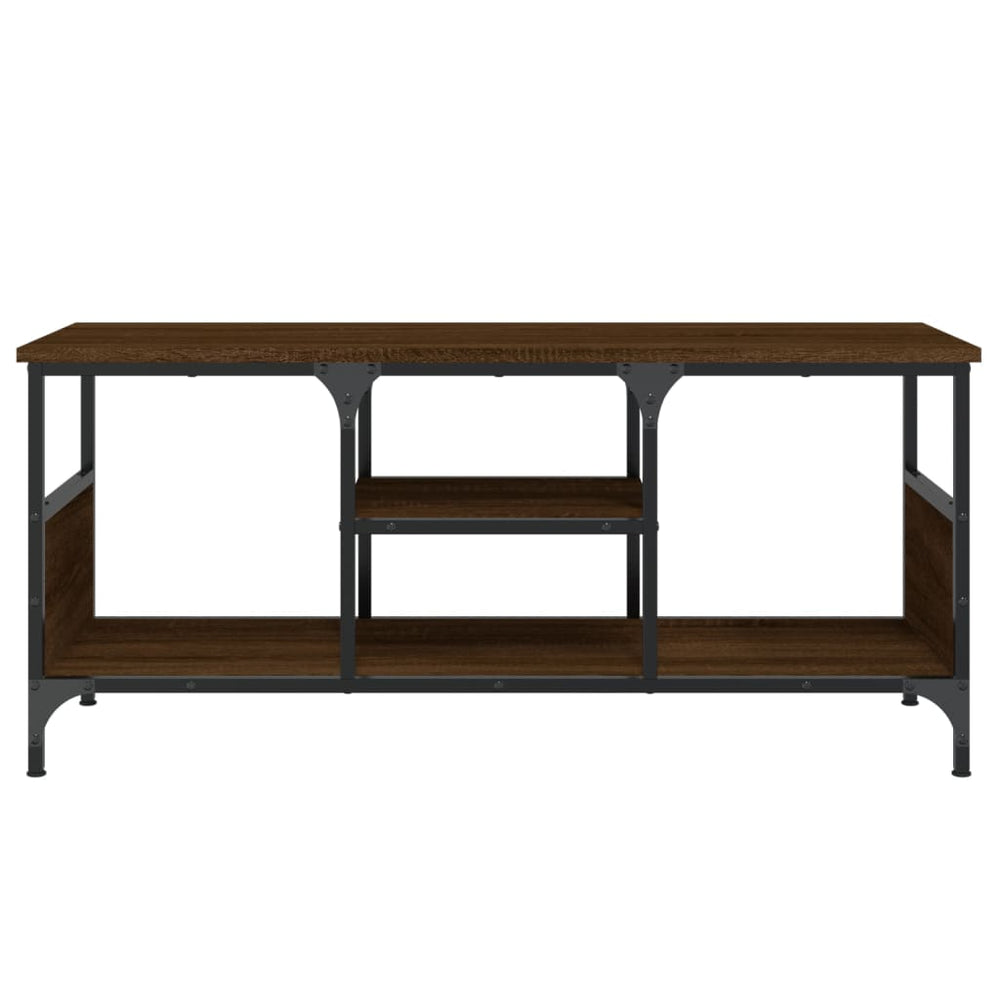 Tv-meubel 100x35x45 cm bewerkt hout en ijzer bruin eikenkleur MeubelReus