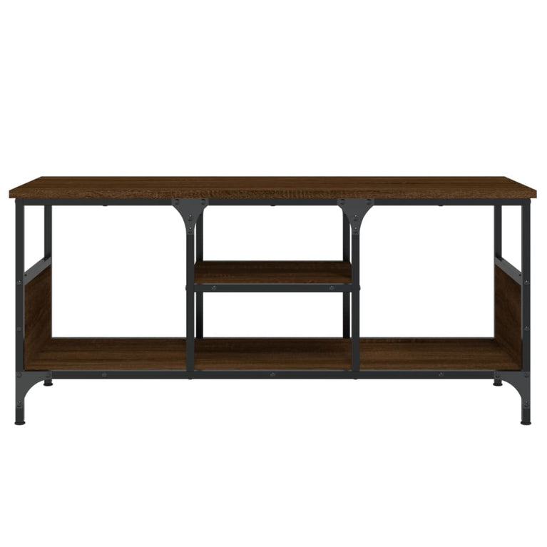 Tv-meubel 100x35x45 cm bewerkt hout en ijzer bruin eikenkleur MeubelReus
