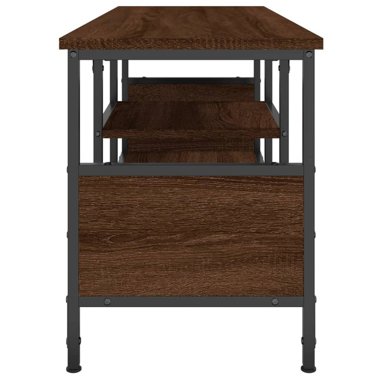 Tv-meubel 100x35x45 cm bewerkt hout en ijzer bruin eikenkleur MeubelReus