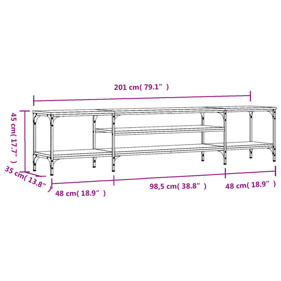 Tv-meubel 201x35x45 cm bewerkt hout en ijzer zwart MeubelReus