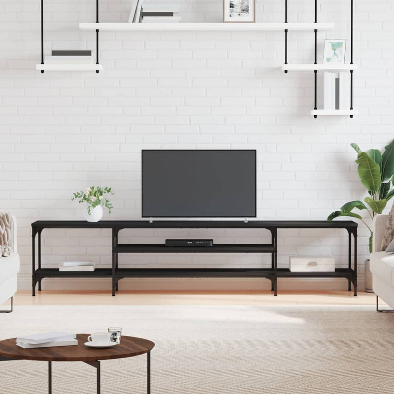 Tv-meubel 201x35x45 cm bewerkt hout en ijzer zwart MeubelReus