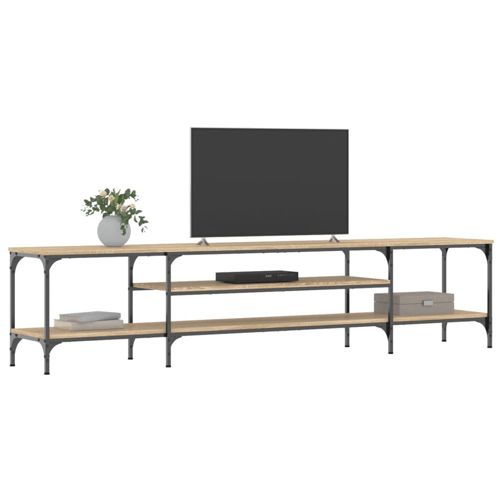 Tv-meubel 201x35x45 cm bewerkt hout en ijzer sonoma eikenkleur MeubelReus