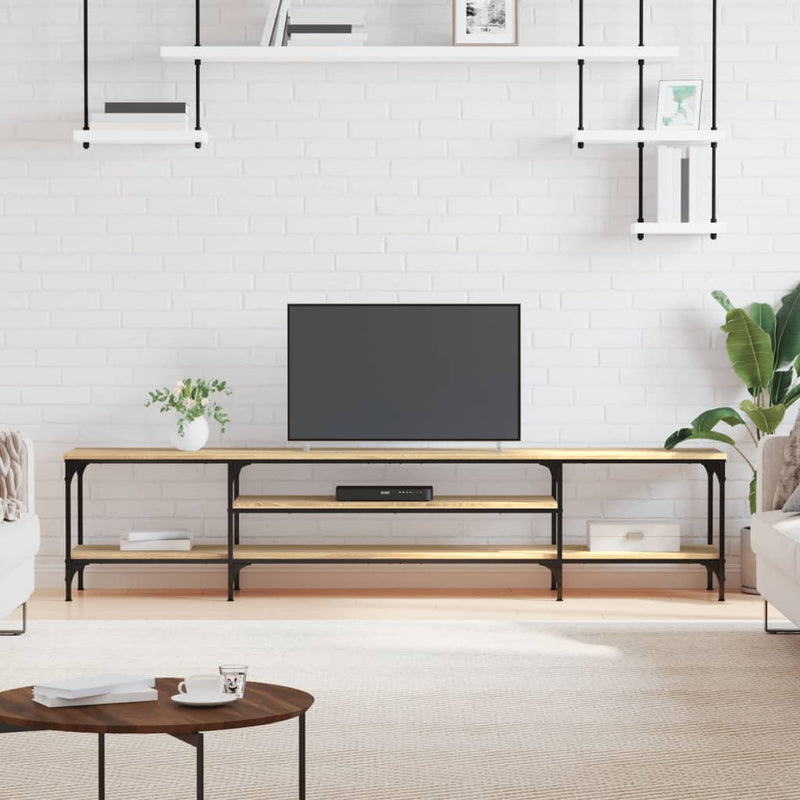 Tv-meubel 201x35x45 cm bewerkt hout en ijzer sonoma eikenkleur MeubelReus