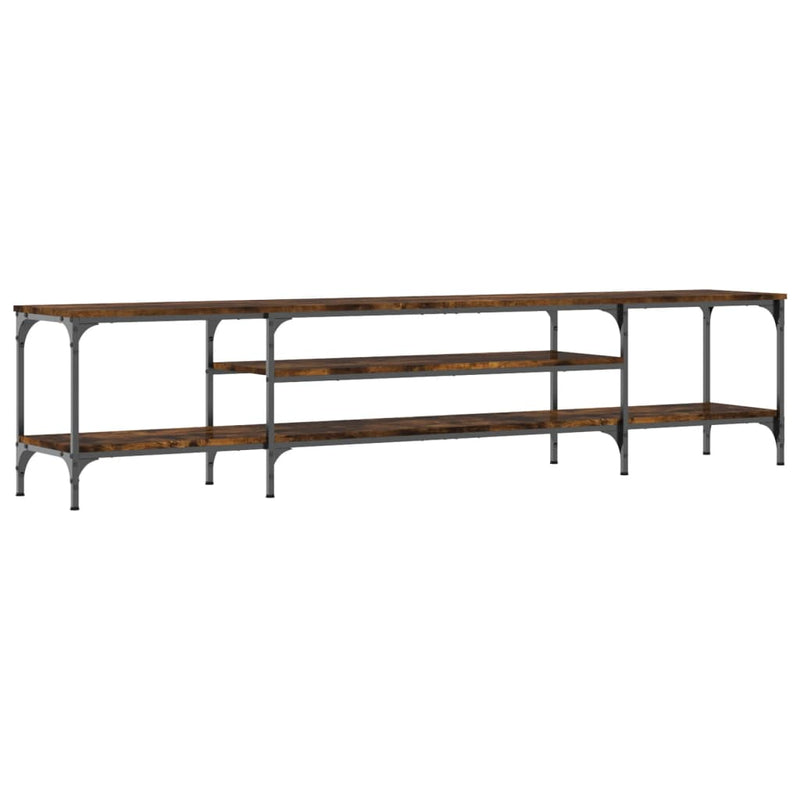 Tv-meubel 201x35x45 cm bewerkt hout en ijzer gerookt eikenkleur MeubelReus