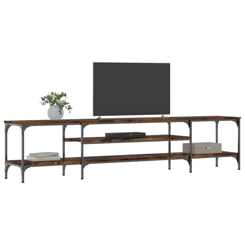 Tv-meubel 201x35x45 cm bewerkt hout en ijzer gerookt eikenkleur MeubelReus
