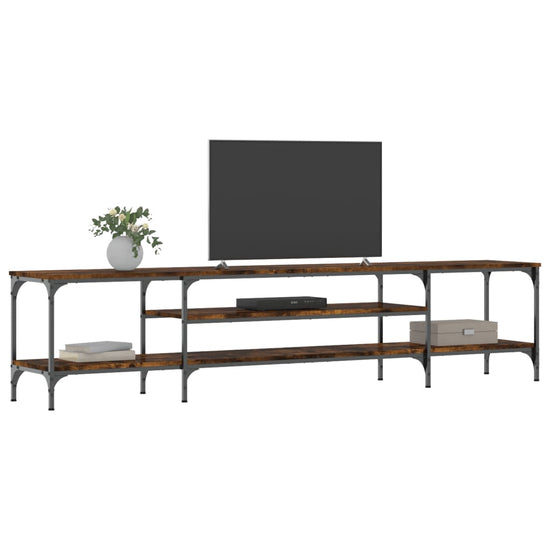 Tv-meubel 201x35x45 cm bewerkt hout en ijzer gerookt eikenkleur MeubelReus