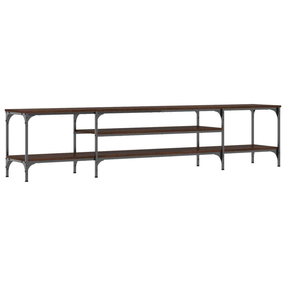 Tv-meubel 201x35x45 cm bewerkt hout en ijzer bruin eikenkleur MeubelReus
