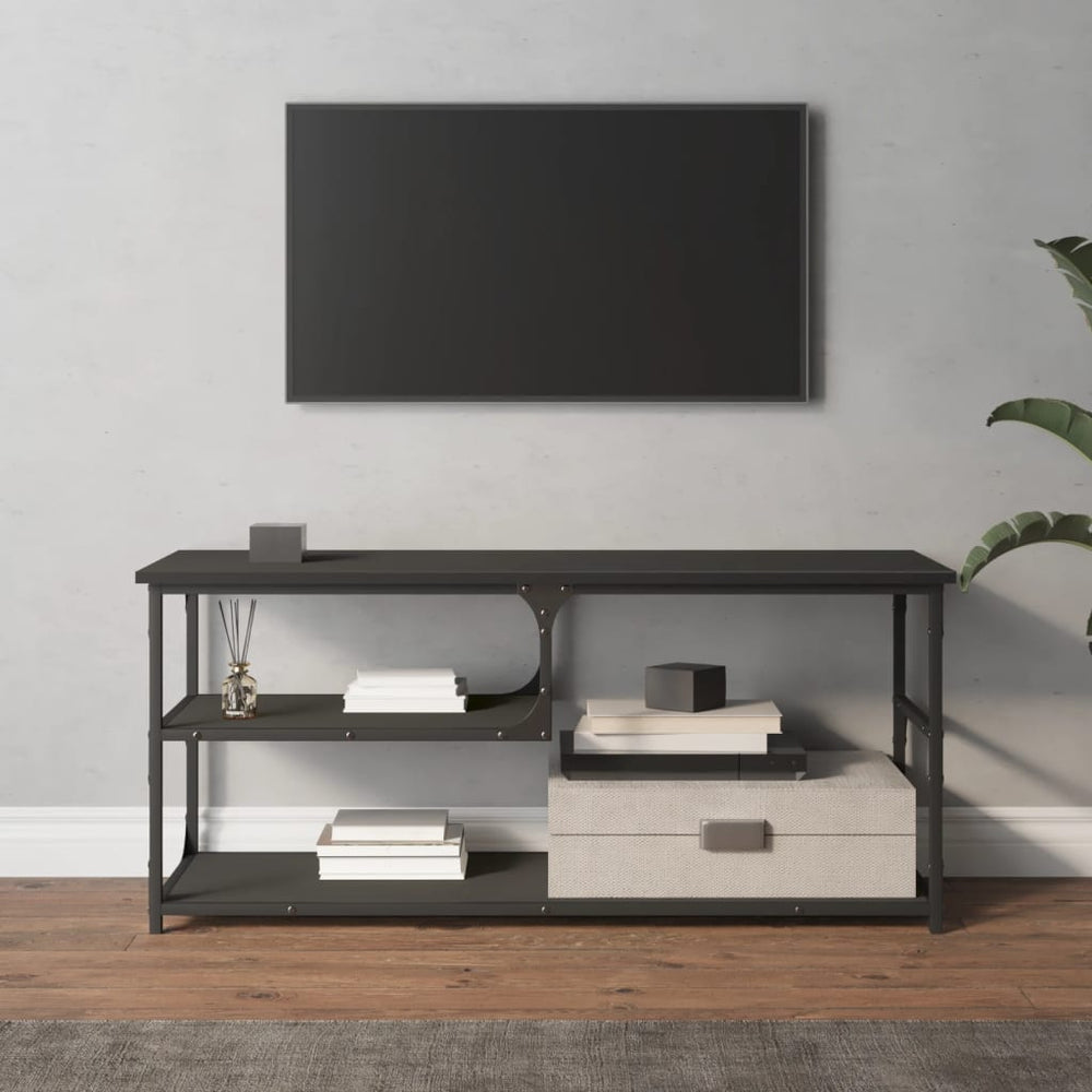 Tv-meubel 103x38x46,5 cm bewerkt hout en staal zwart MeubelReus