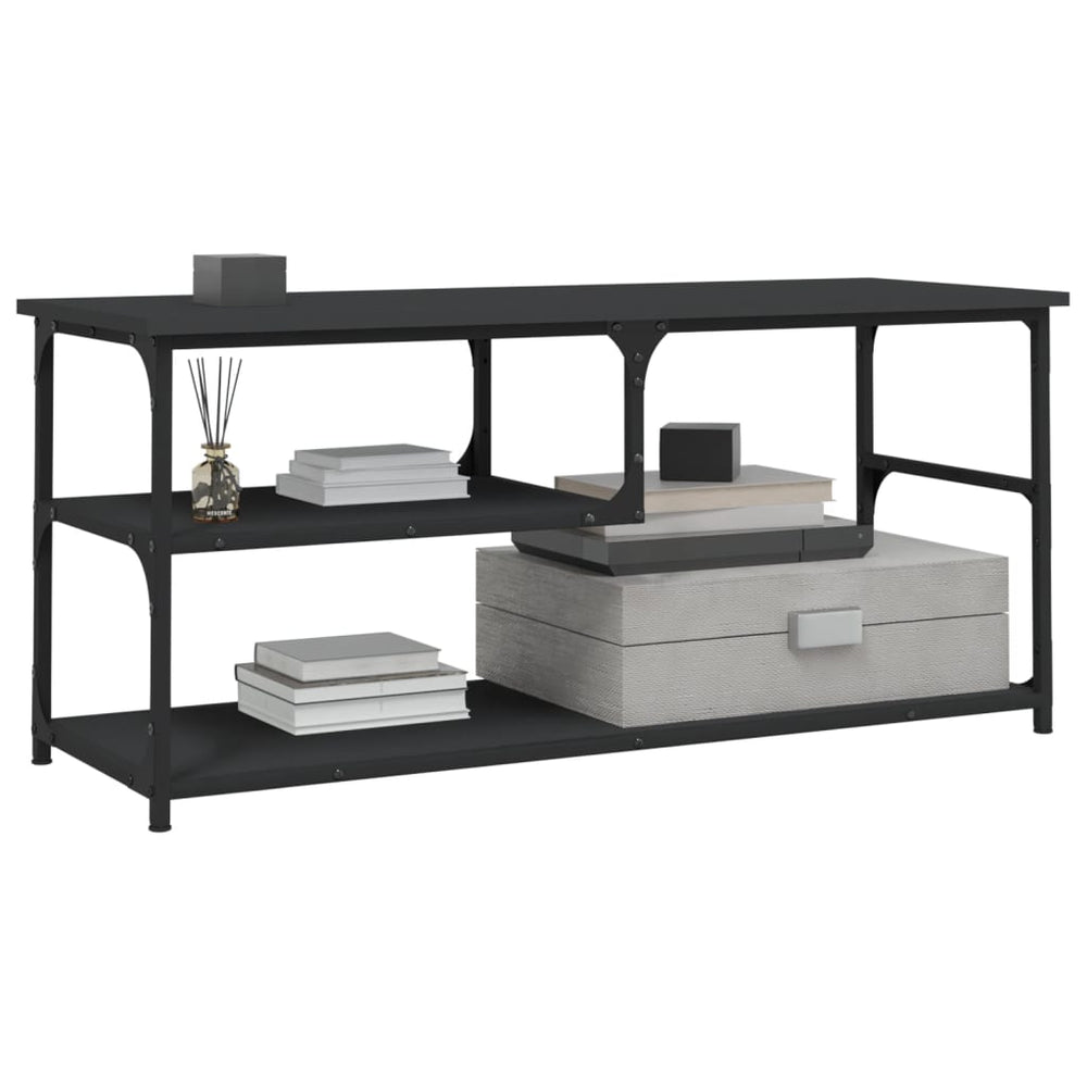 Tv-meubel 103x38x46,5 cm bewerkt hout en staal zwart MeubelReus