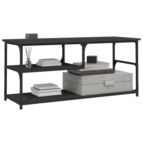Tv-meubel 103x38x46,5 cm bewerkt hout en staal zwart MeubelReus