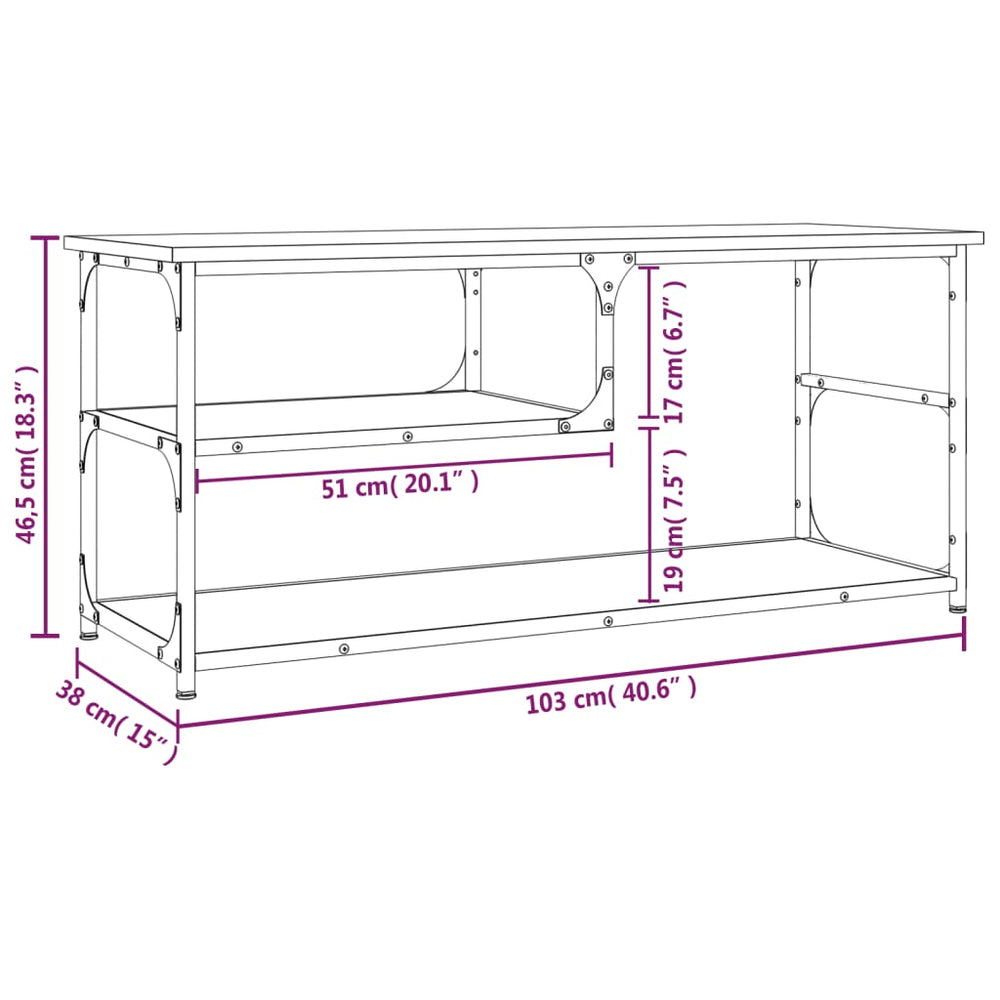 Tv-meubel 103x38x46,5 cm bewerkt hout en staal zwart MeubelReus