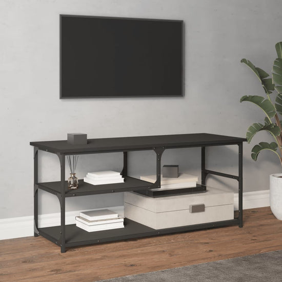 Tv-meubel 103x38x46,5 cm bewerkt hout en staal zwart MeubelReus