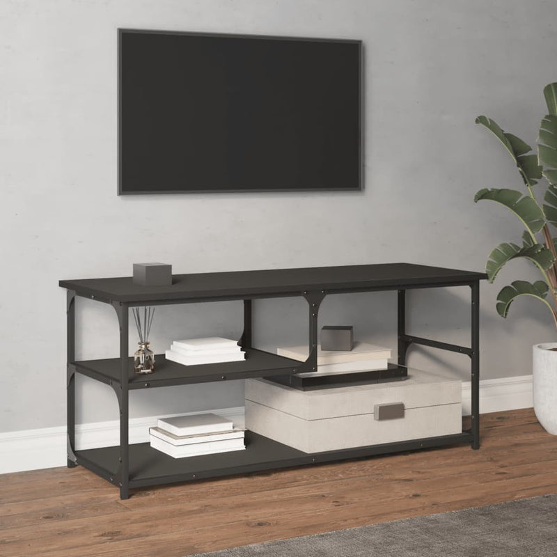 Tv-meubel 103x38x46,5 cm bewerkt hout en staal zwart MeubelReus