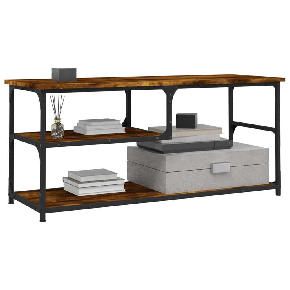 Tv-meubel 103x38x46,5 cm bewerkt hout staal gerookt eikenkleur MeubelReus