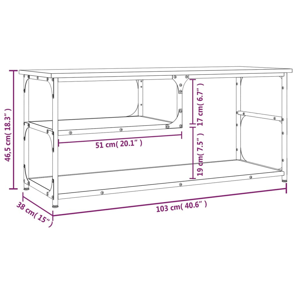 Tv-meubel 103x38x46,5 cm bewerkt hout staal gerookt eikenkleur MeubelReus