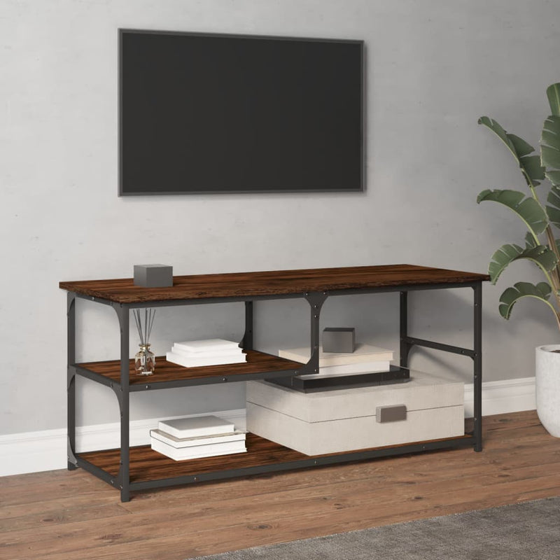 Tv-meubel 103x38x46,5 cm bewerkt hout staal gerookt eikenkleur MeubelReus