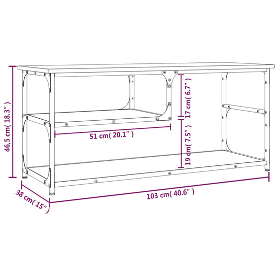 Tv-meubel 103x38x46,5 cm en bewerkt hout staal grijs sonoma MeubelReus