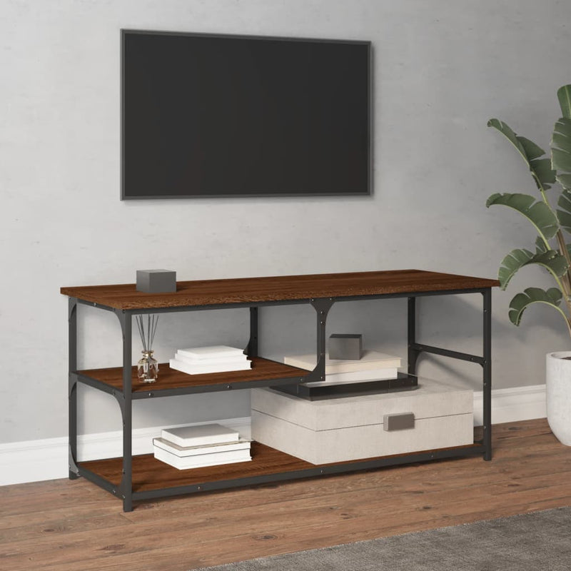 Tv-meubel 103x38x46,5 cm bewerkt hout staal bruin eikenkleur MeubelReus