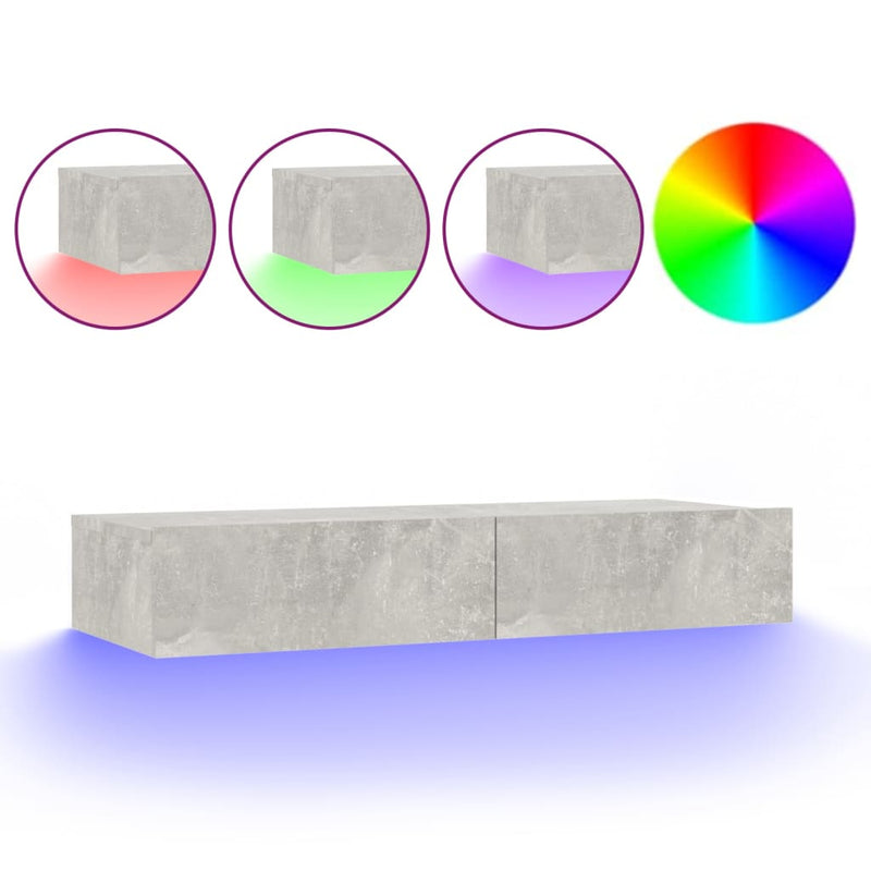 Tv-meubel met LED-verlichting 90x35x15,5 cm betongrijs MeubelReus