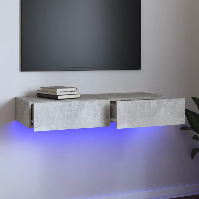 Tv-meubel met LED-verlichting 90x35x15,5 cm betongrijs MeubelReus
