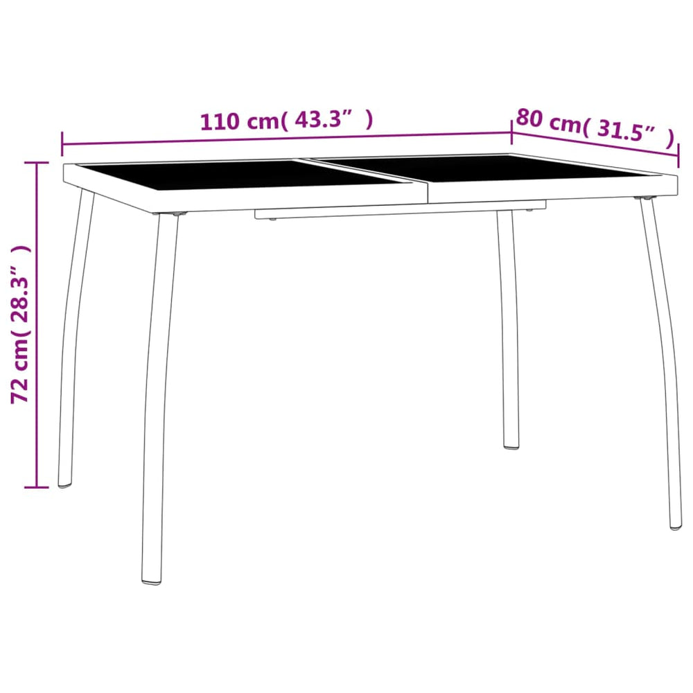 Tuintafel 110x80x72 cm staalgaas antracietkleurig MeubelReus