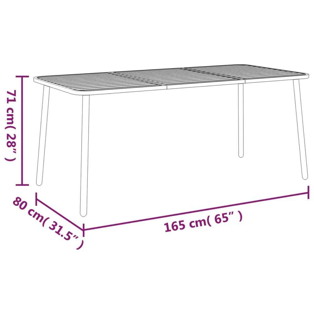 Tuintafel 165x80x71 cm staal antracietkleurig MeubelReus