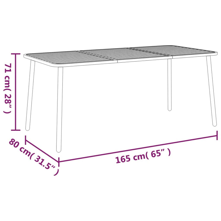 Tuintafel 165x80x71 cm staal antracietkleurig MeubelReus