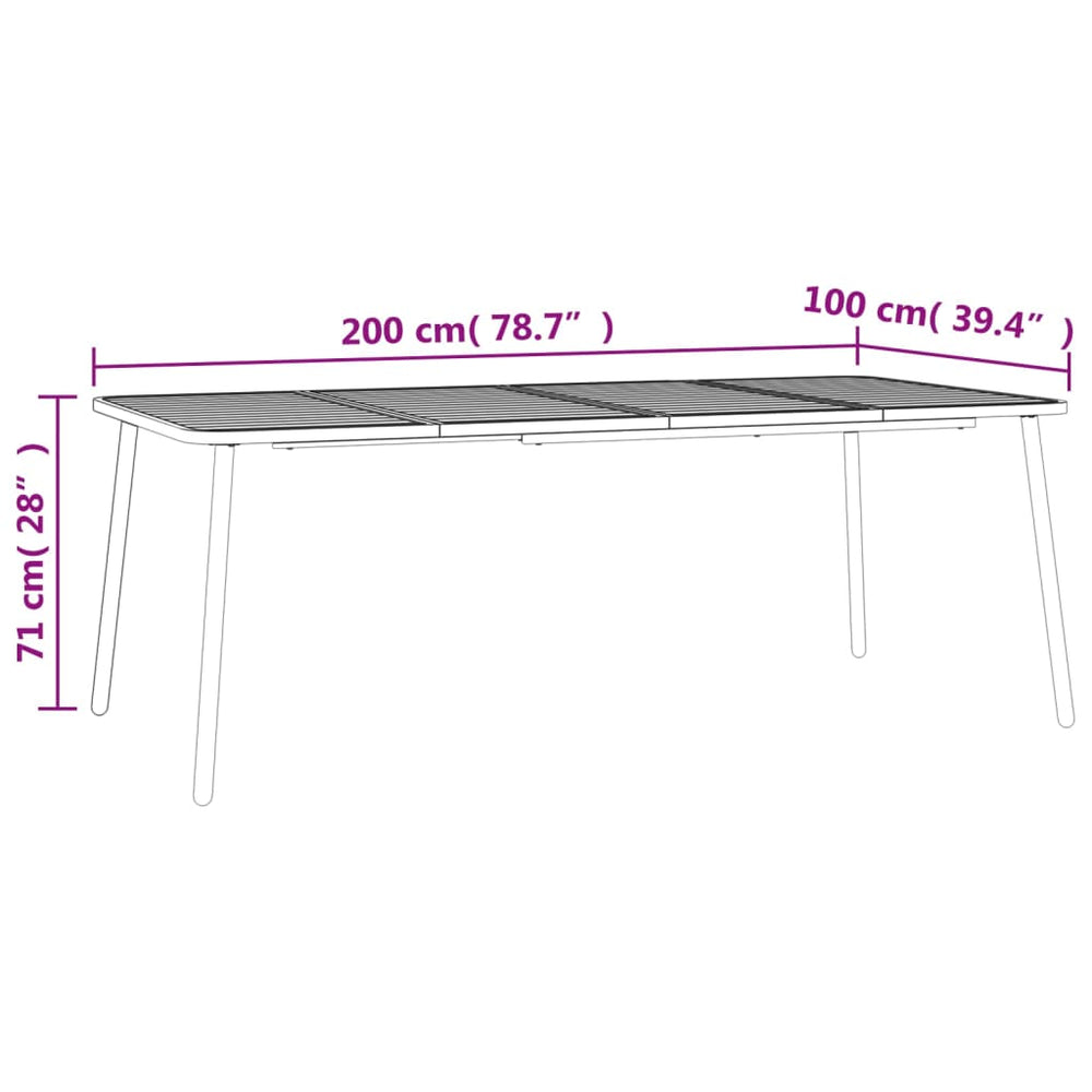 Tuintafel 200x100x71 cm staal antracietkleurig MeubelReus