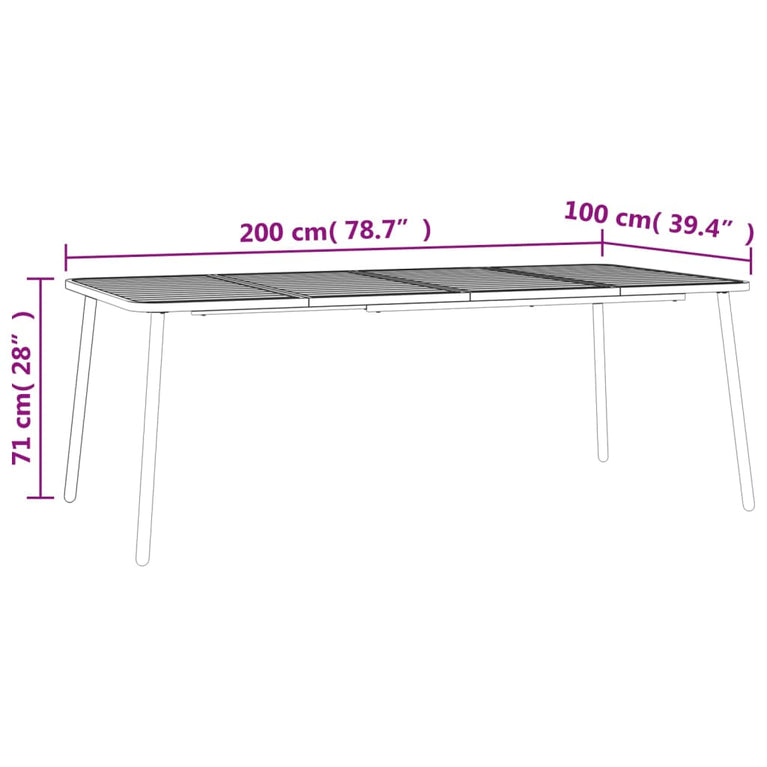 Tuintafel 200x100x71 cm staal antracietkleurig MeubelReus