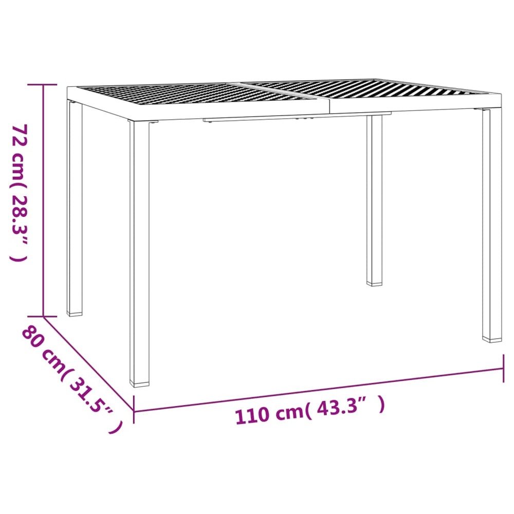 Tuintafel 110x80x72 cm staal antracietkleurig MeubelReus