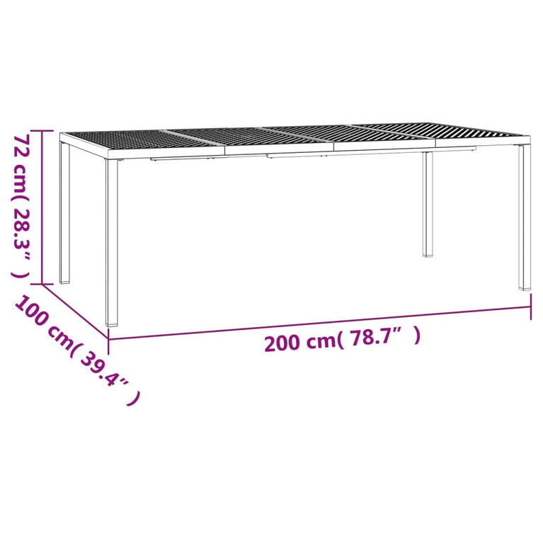 Tuintafel 200x100x72 cm staal antracietkleurig MeubelReus