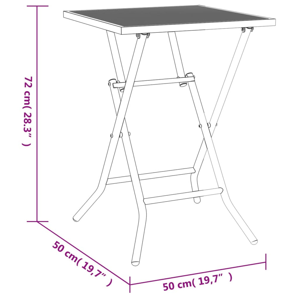 Tuintafel inklapbaar 50x50x72 cm staalgaas antracietkleurig MeubelReus