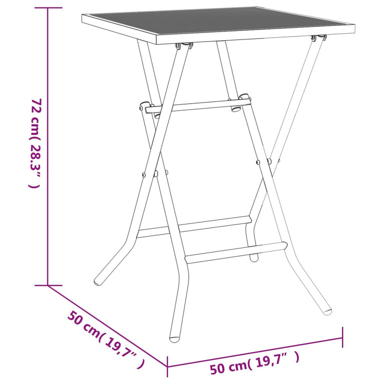 Tuintafel inklapbaar 50x50x72 cm staalgaas antracietkleurig MeubelReus