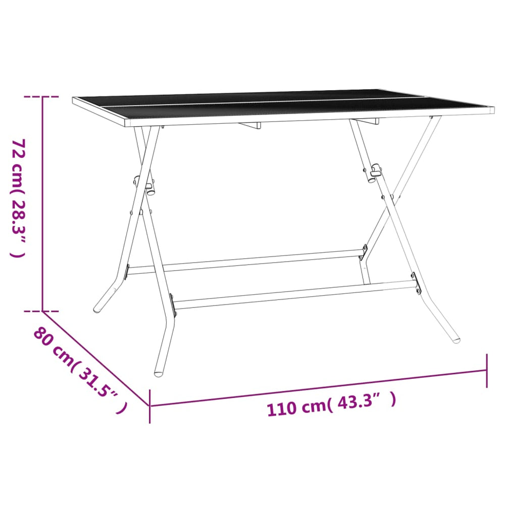 Tuintafel inklapbaar 110x80x72 cm staalgaas antracietkleurig MeubelReus
