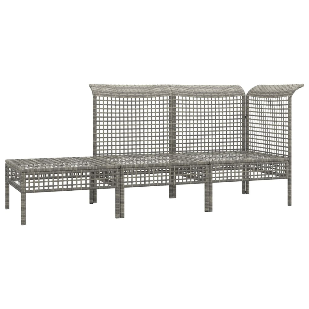 3-delige Loungeset met kussens poly rattan grijs MeubelReus