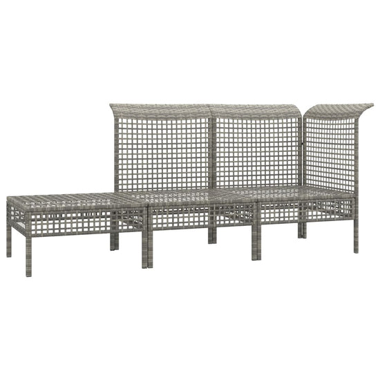 3-delige Loungeset met kussens poly rattan grijs MeubelReus