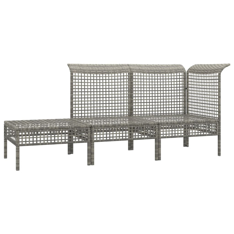 3-delige Loungeset met kussens poly rattan grijs MeubelReus