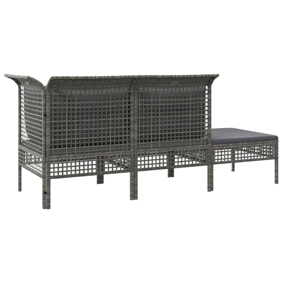 3-delige Loungeset met kussens poly rattan grijs MeubelReus